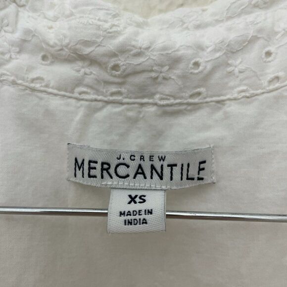 J. Crew Mercantile White Cotton Eyelet Tie Front Dress size XS - Picture 3 of 14